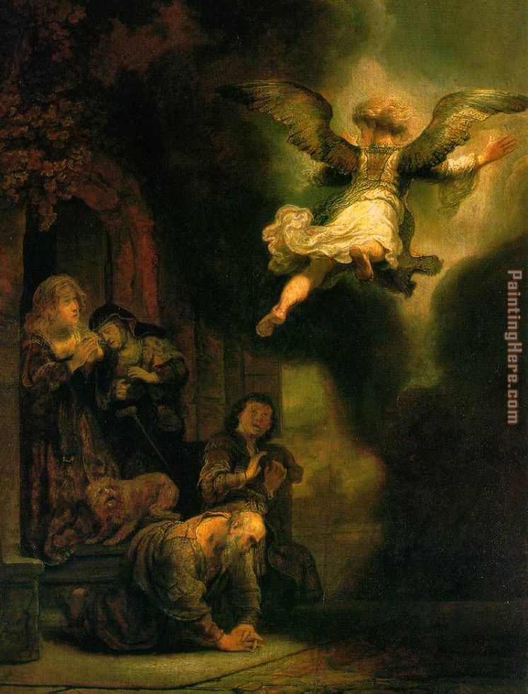 Rembrandt The Archangel Leaving the Family of Tobias